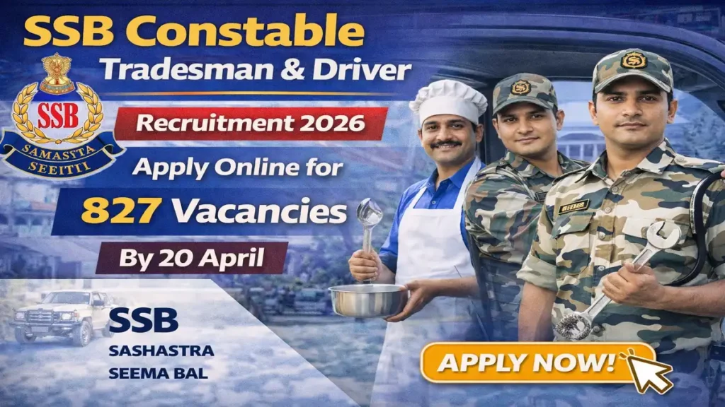SSB Constable Tradesman & Driver Recruitment 2026